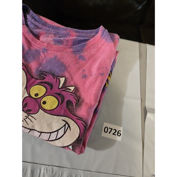 Alice Wonderland Cheshire Cat Shirt Womens LARGE Purple Pink Tie Dye - Picture 9 of 9